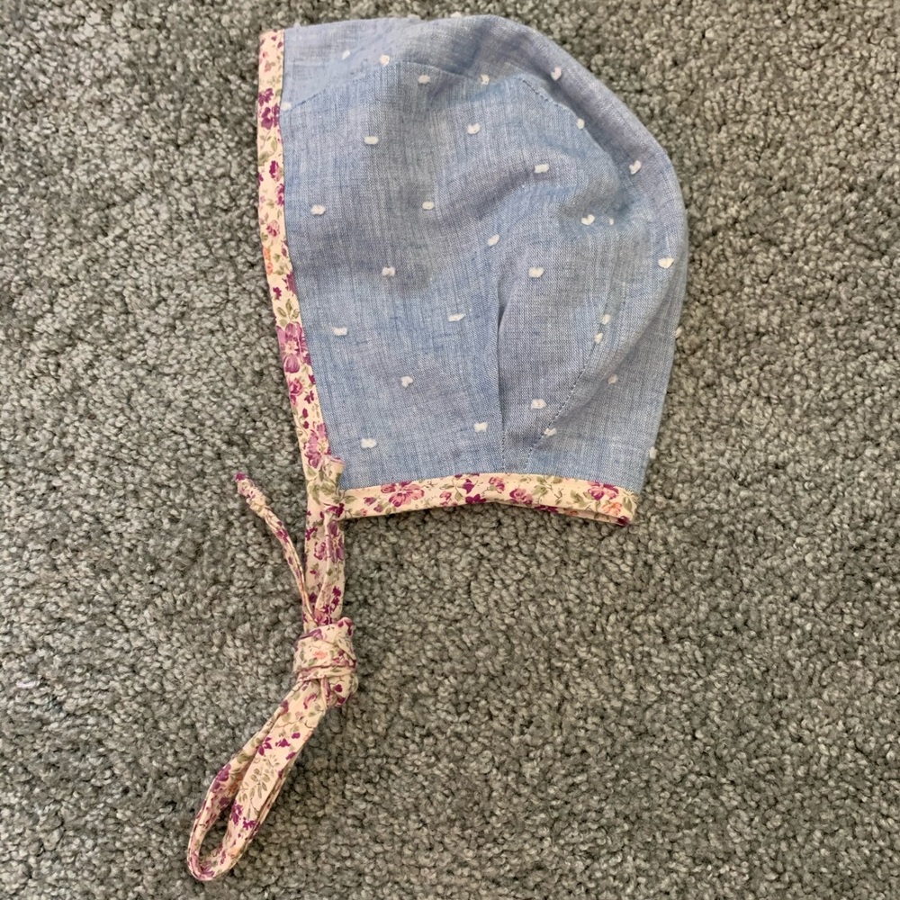 One of kind Reversible Baby Bonnet